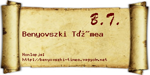 Benyovszki Tímea névjegykártya